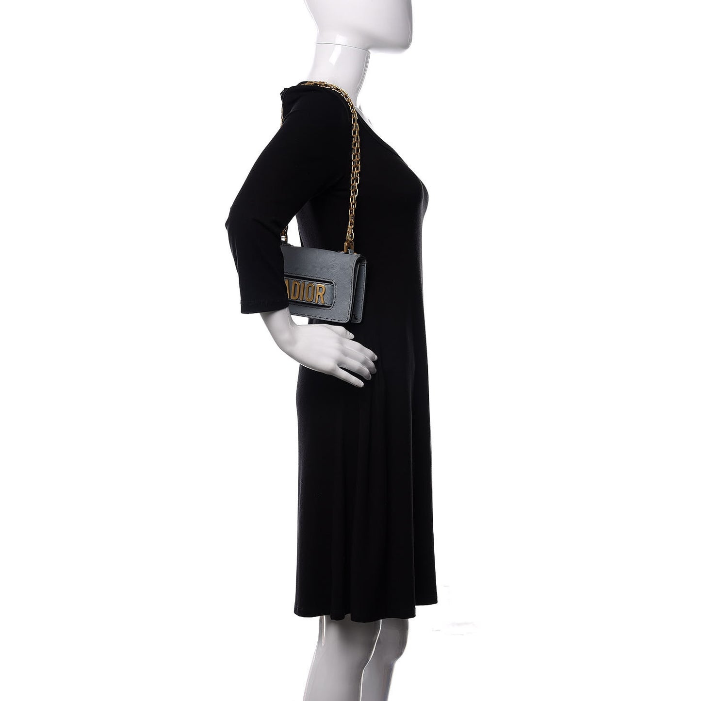 Grained Calfskin Mini J'Adior Chain Flap Bag Sky Blue