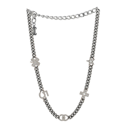 Chanel Ruthenium Crystal Chain CC Lucky Charms Choker Silver 3 of 5