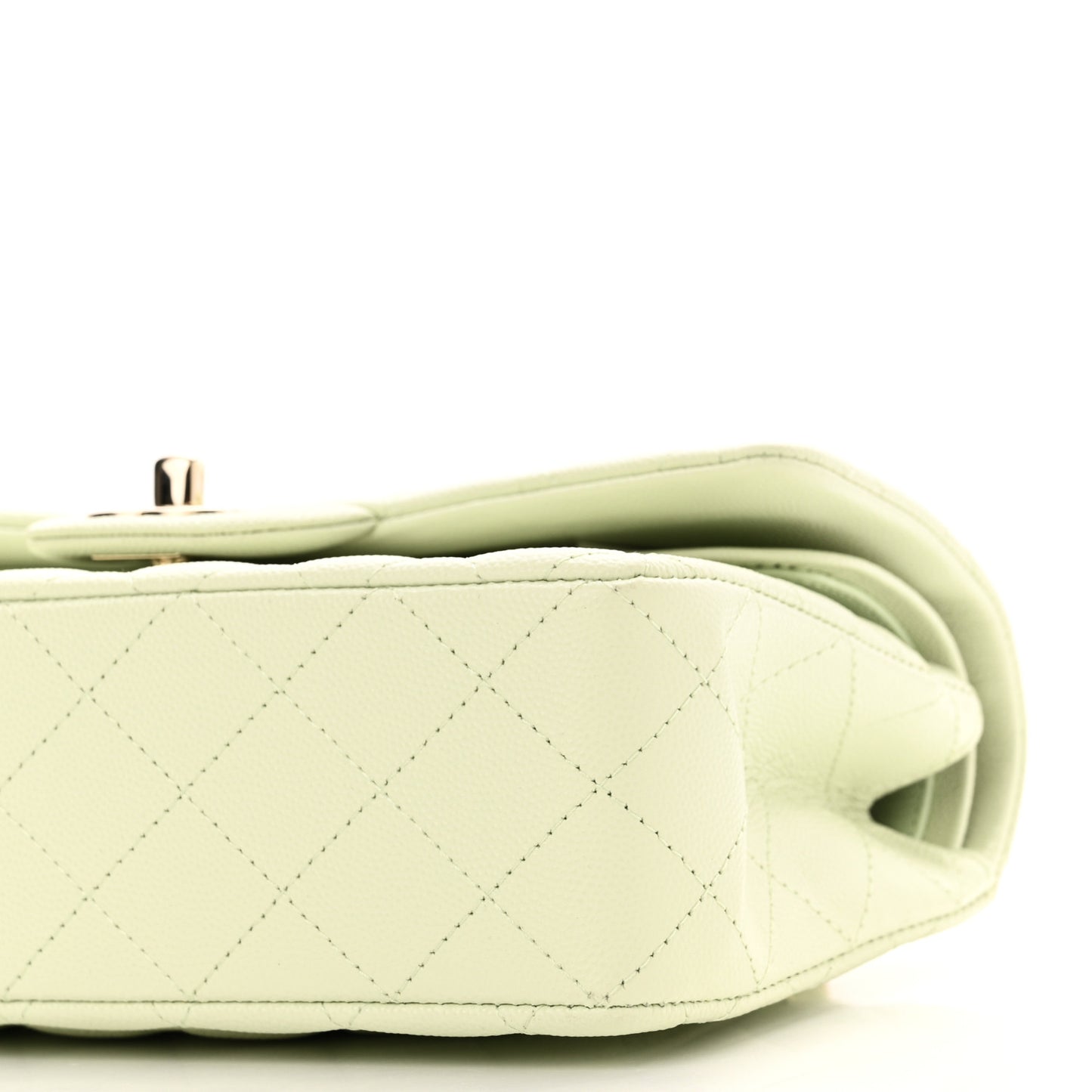 Caviar Quilted Small Double Flap Light Green