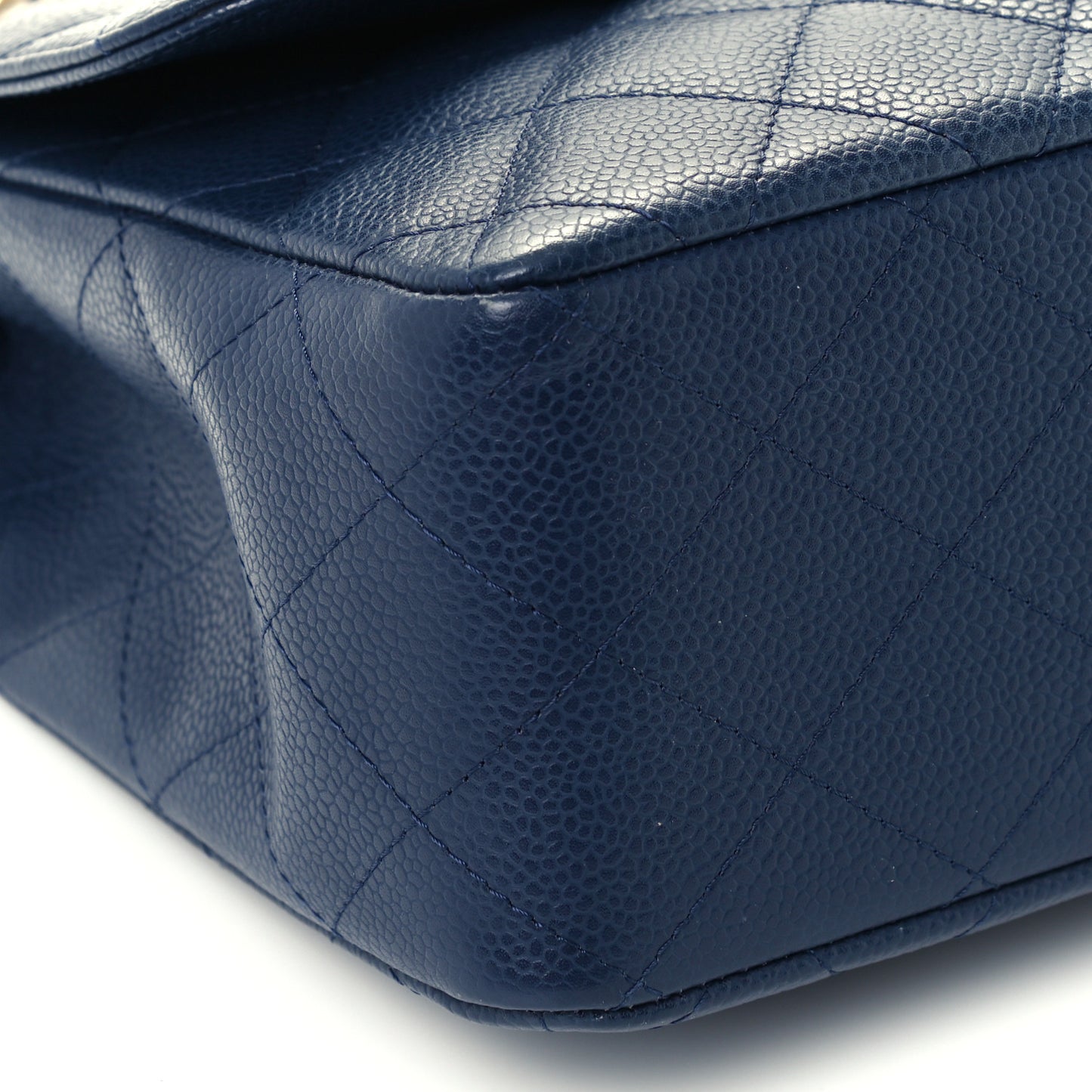 Caviar Quilted Jumbo Single Flap Navy