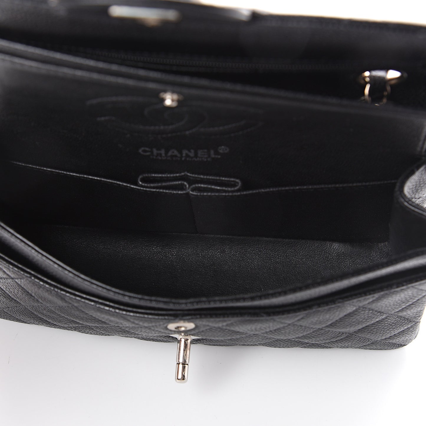Caviar Quilted Small Double Flap Black