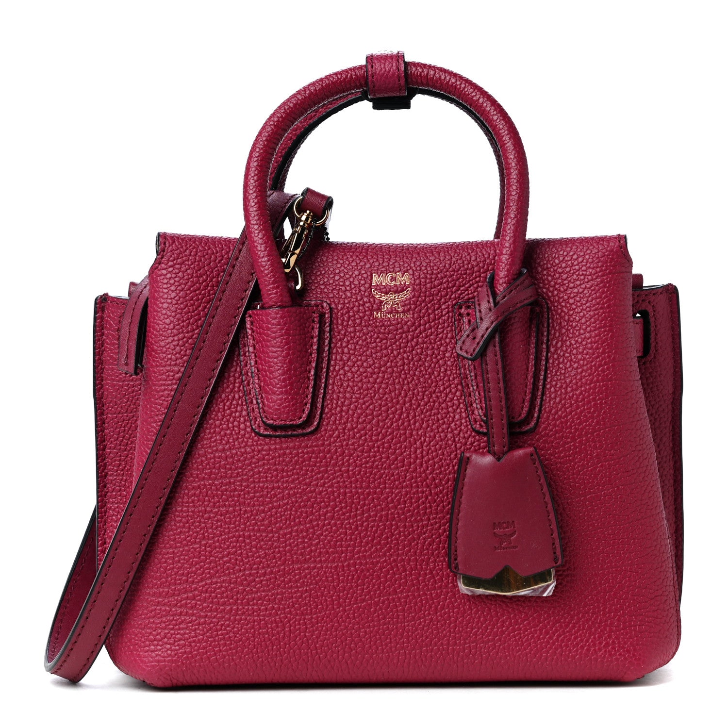 MCM Grained Calfskin Mini Milla Tote Burgundy 1 of 4