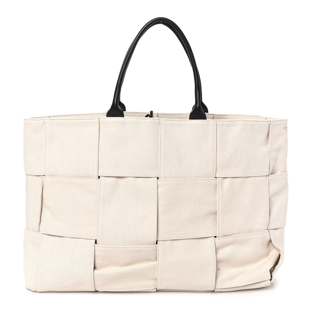 Canvas Maxi Intrecciato Large Arco Tote Beige Black
