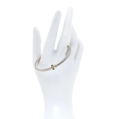 David Yurman Sterling Silver 14K Yellow Gold Blue Topaz Lapis Lazuli 5mm Cable Renaissance Station Bracelet 2 of 5