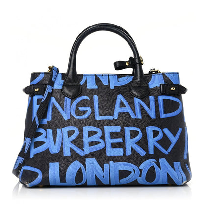 Burberry Grainy Calfskin Graffiti Print Medium Banner Tote Black 1 of 19