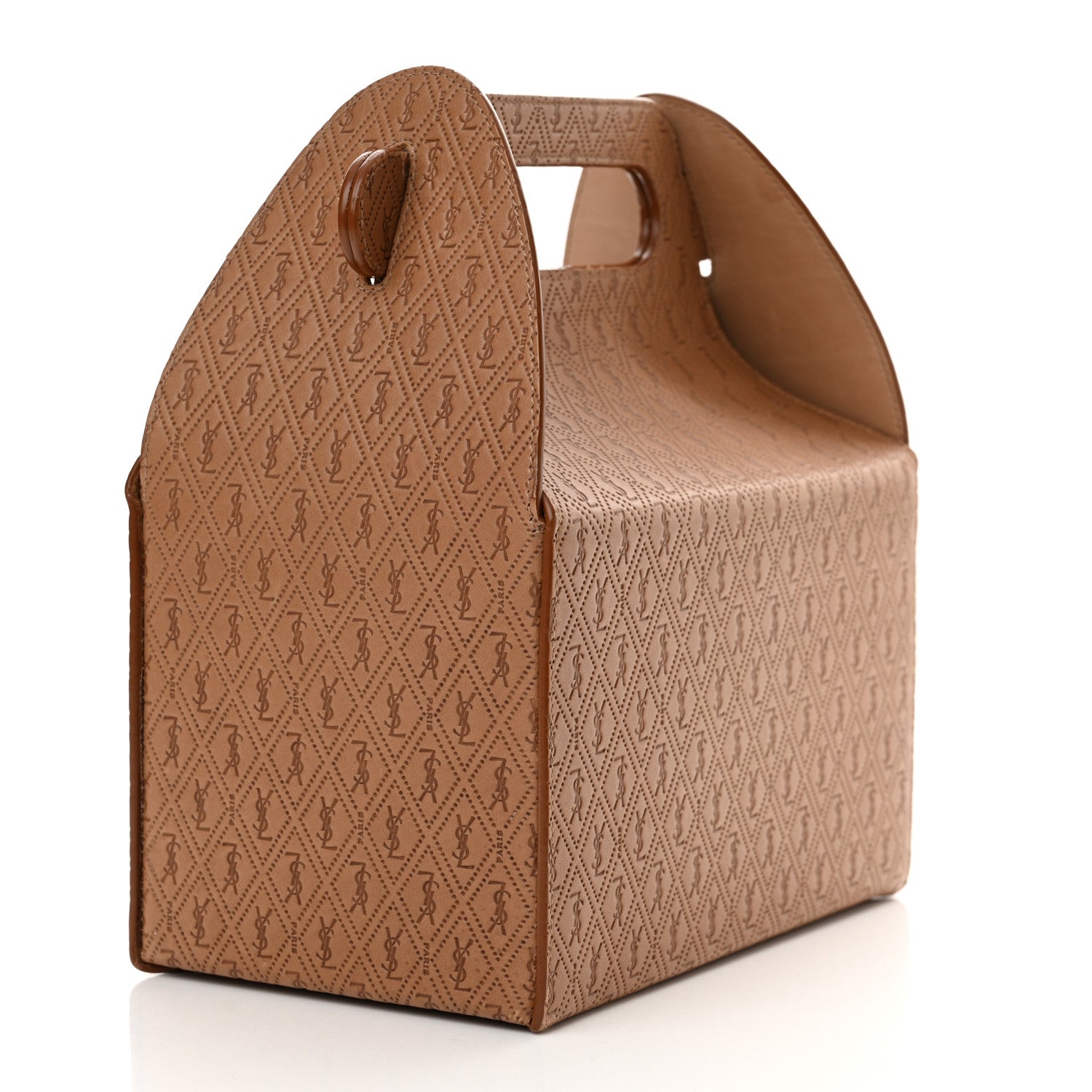 Saint Laurent Calfskin Monogram Take Away Box Dusty Vintage Brown Gold 3 of 14