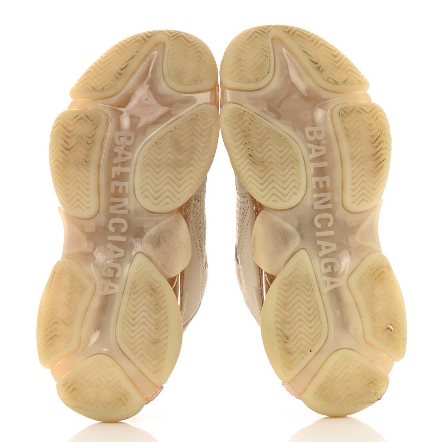 Fabric Mesh Clear Sole Womens Triple S Sneakers 37 Beige