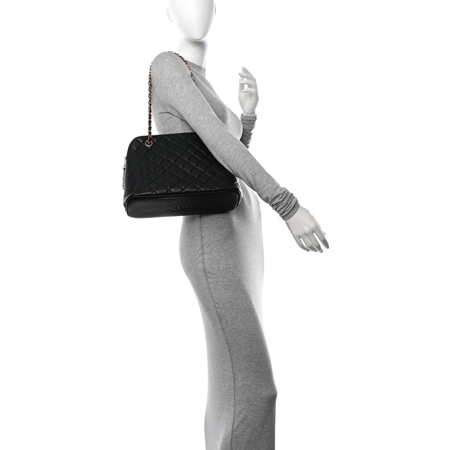Caviar Quilted Shoulder Bag Black