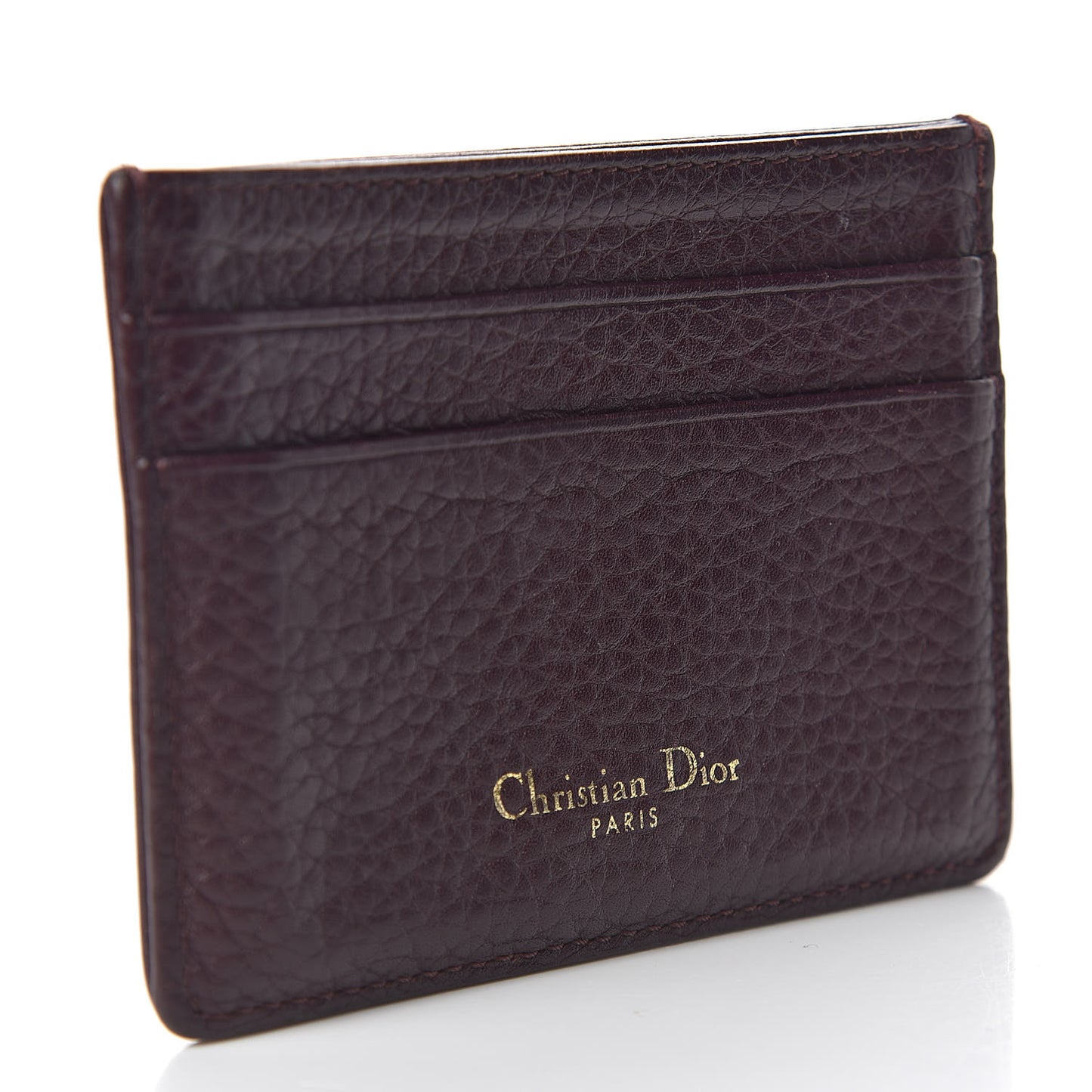 Grained Calfskin Cannage Diorama Card Holder Burgundy