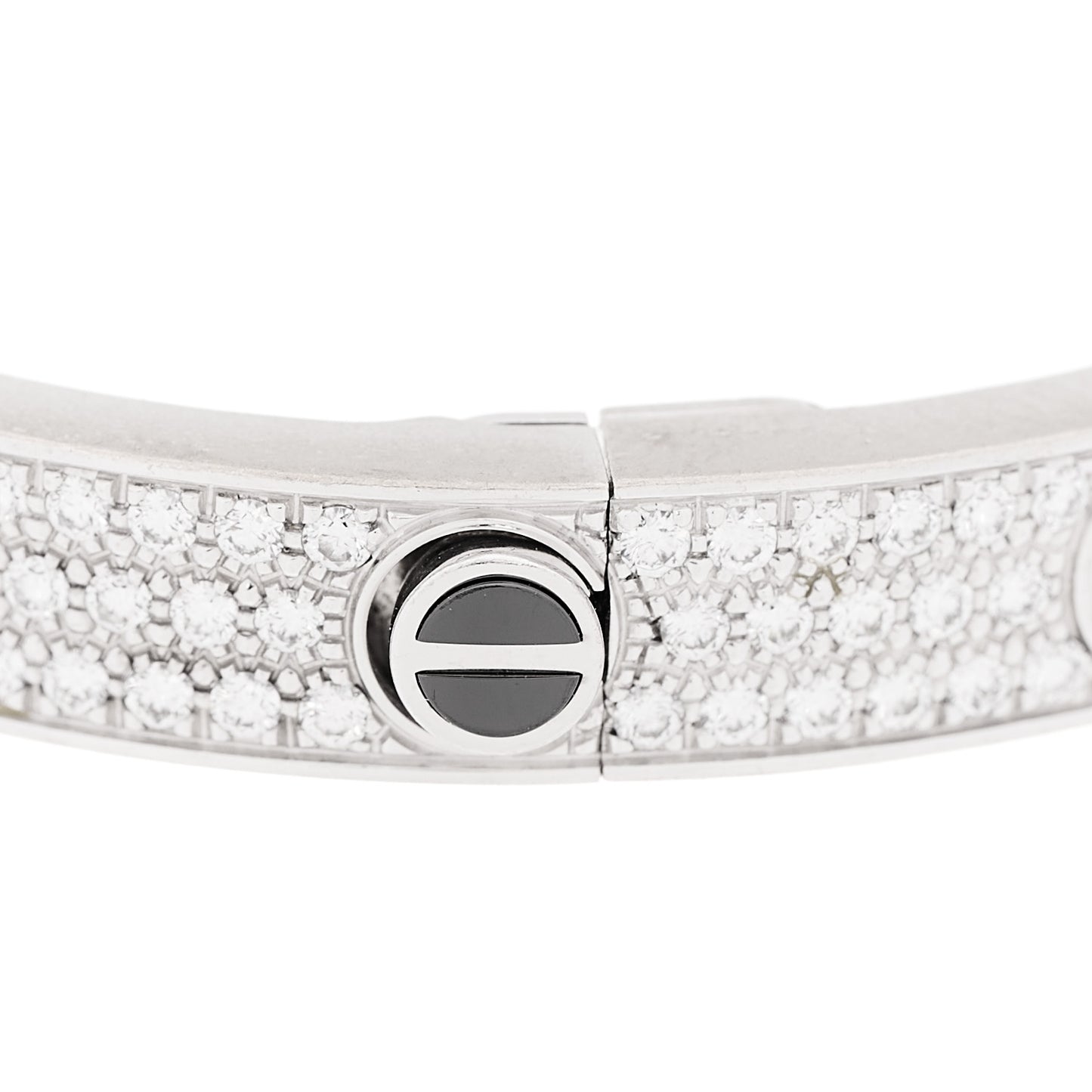 18K White Gold Diamond Ceramic LOVE Paved Bracelet 17