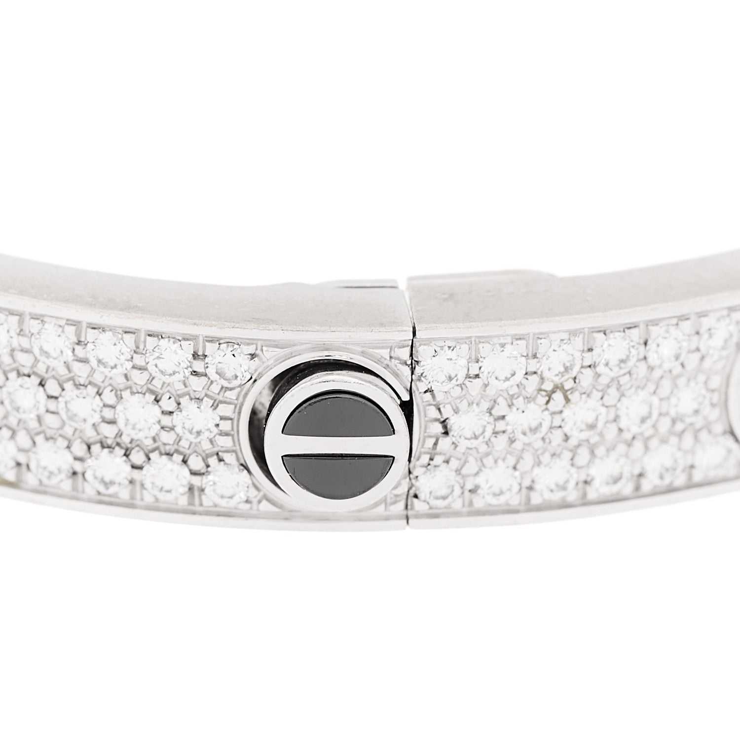 Cartier 18K White Gold Diamond Ceramic LOVE Paved Bracelet 17 6 of 9