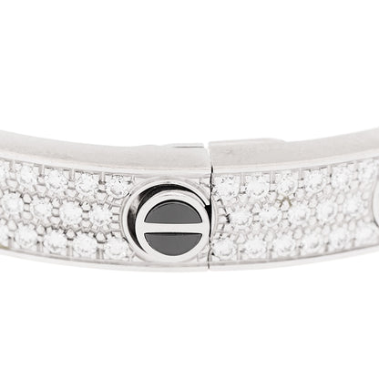 Cartier 18K White Gold Diamond Ceramic LOVE Paved Bracelet 17 6 of 9