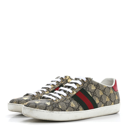 Gucci GG Supreme Monogram Bees Ayers Web Womens Ace Sneakers 38.5 Beige Oro Green Red 4 of 13