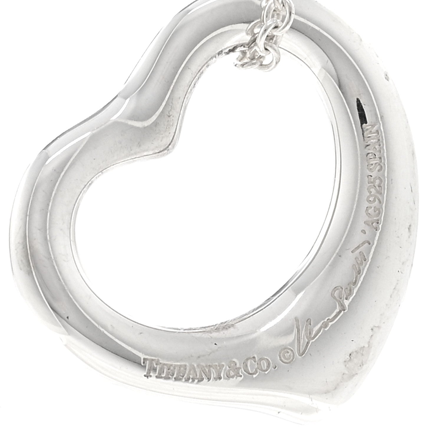 Tiffany Sterling Silver 16mm Elsa Peretti Open Heart Pendant Necklace 4 of 5