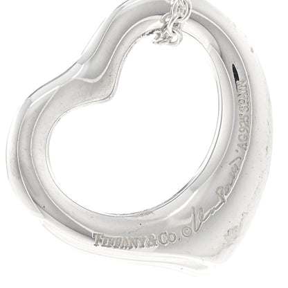 Tiffany Sterling Silver 16mm Elsa Peretti Open Heart Pendant Necklace 4 of 5