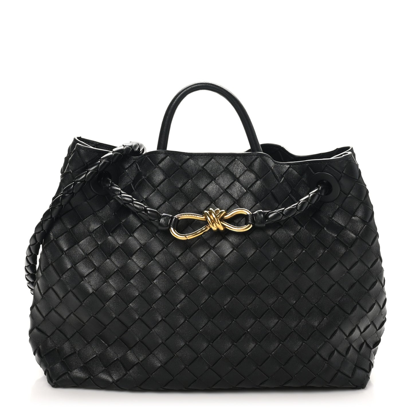 Nappa Intrecciato Medium Andiamo Shoulder Bag Black
