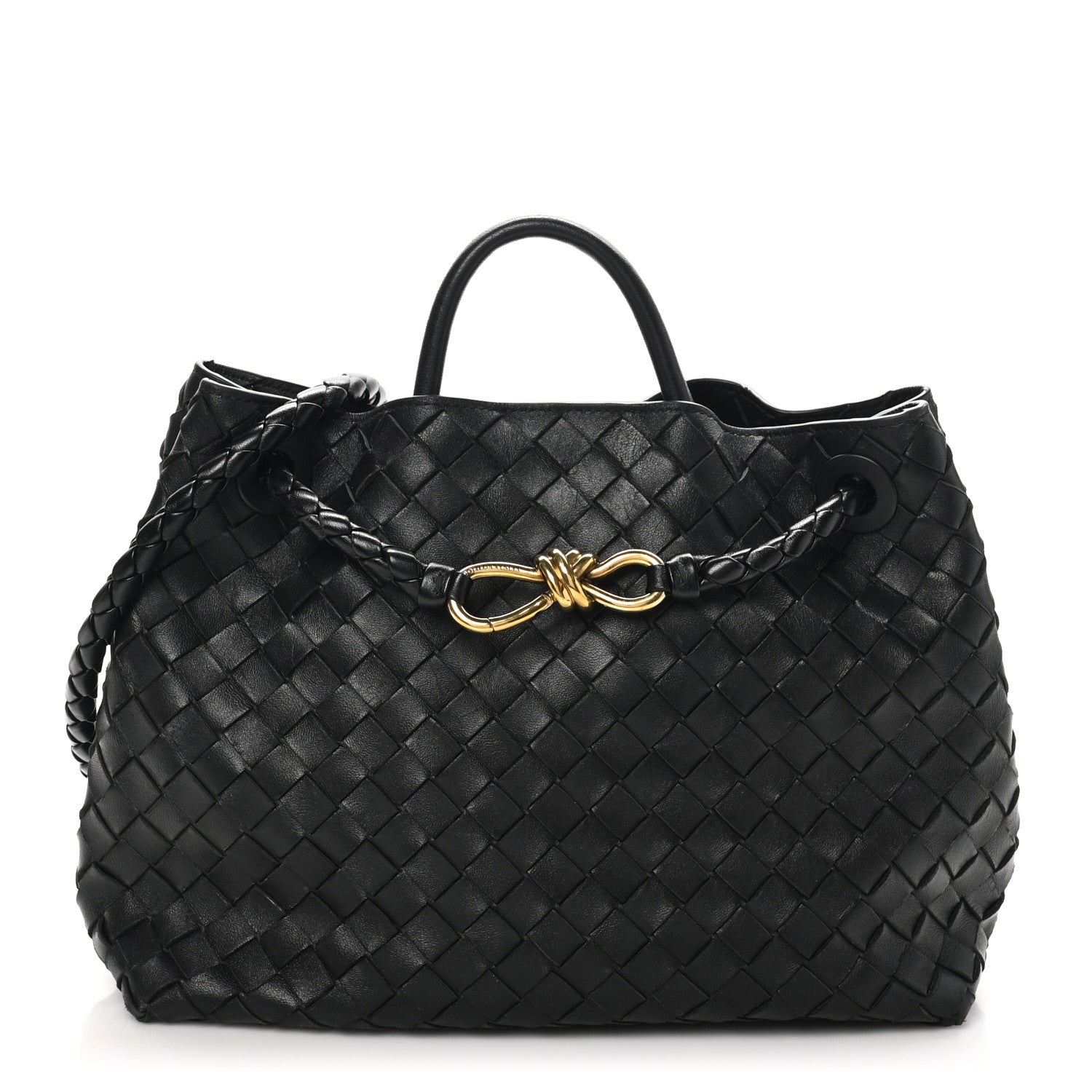 Bottega Veneta Nappa Intrecciato Medium Andiamo Shoulder Bag Black 1 of 9