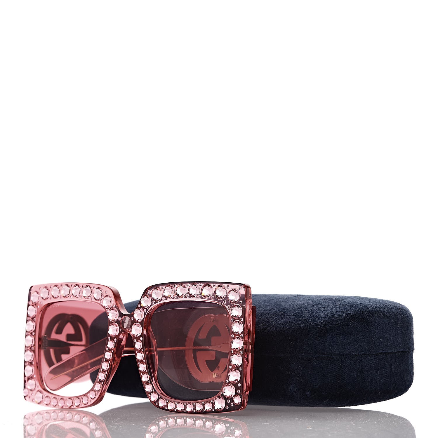 Gucci Acetate Crystal Oversize Sunglasses GG0145S Pink 9 of 9