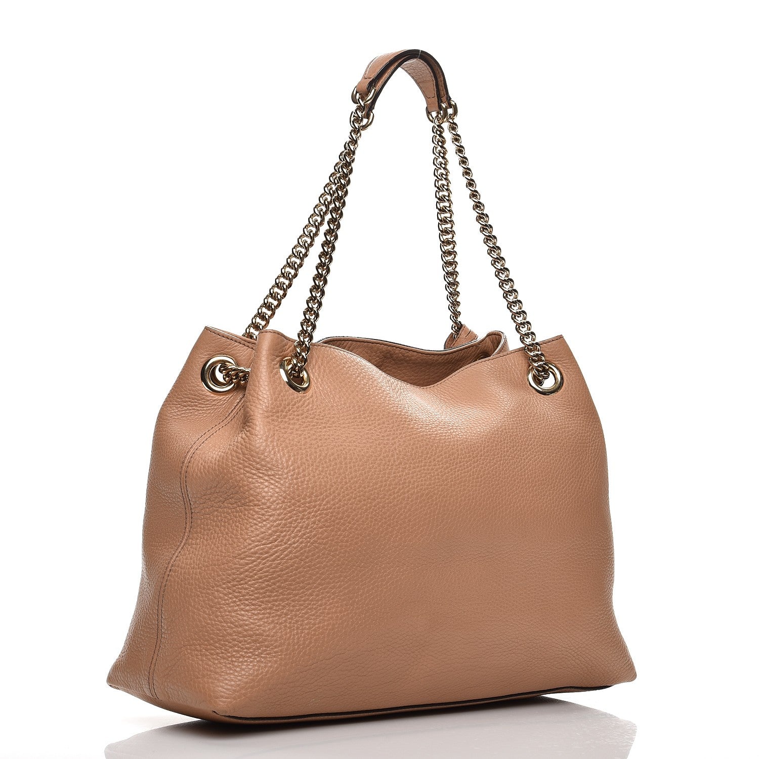 Gucci Pebbled Calfskin Medium Soho Chain Shoulder Bag Rose Beige 3 of 11
