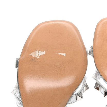Valentino Garavani Metallic Nappa Rockstud Ankle T-Strap 105mm Sandals 36 Silver 5 of 6