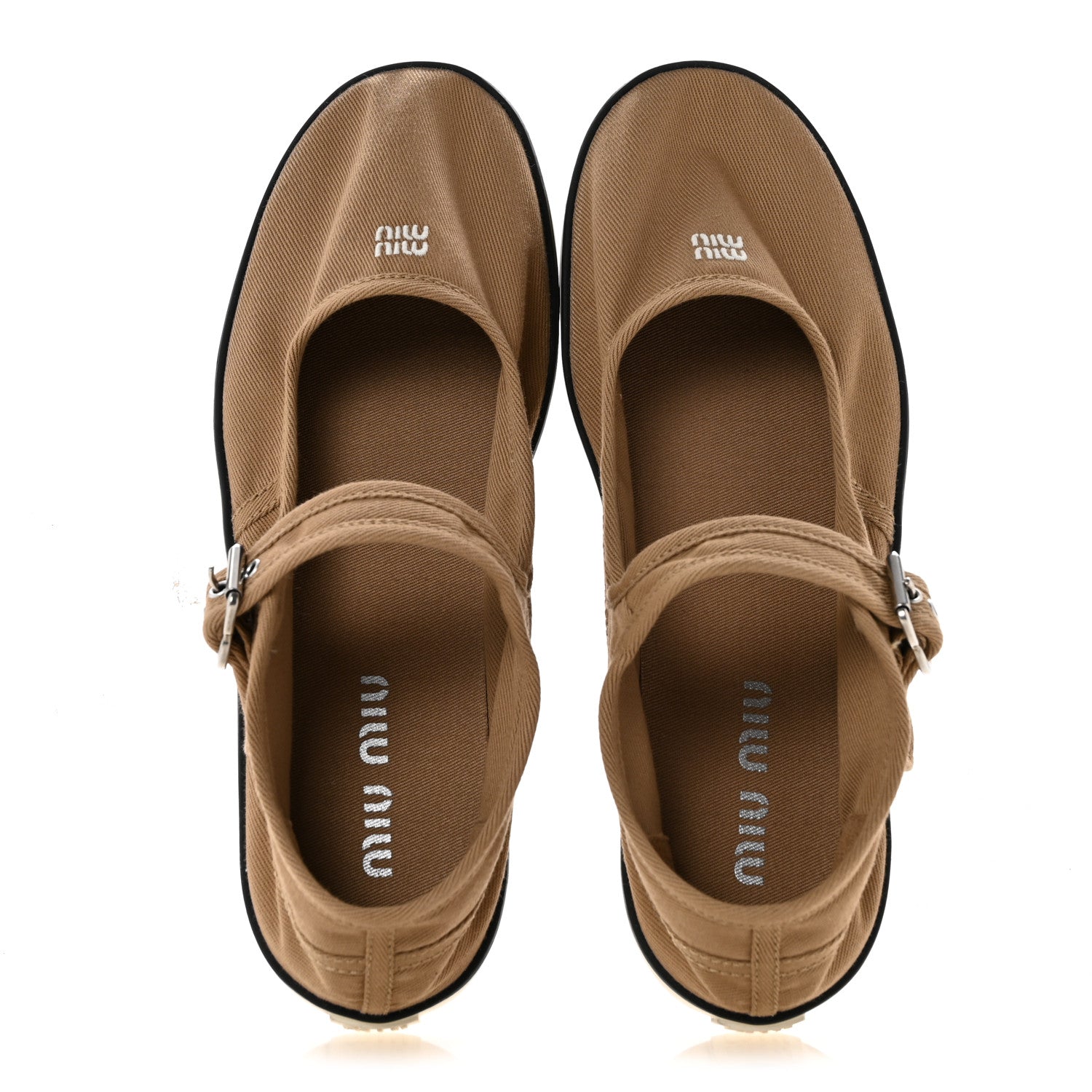 Miu Miu Canvas Mary Jane Ballerina Flats 37 Malto 2 of 9