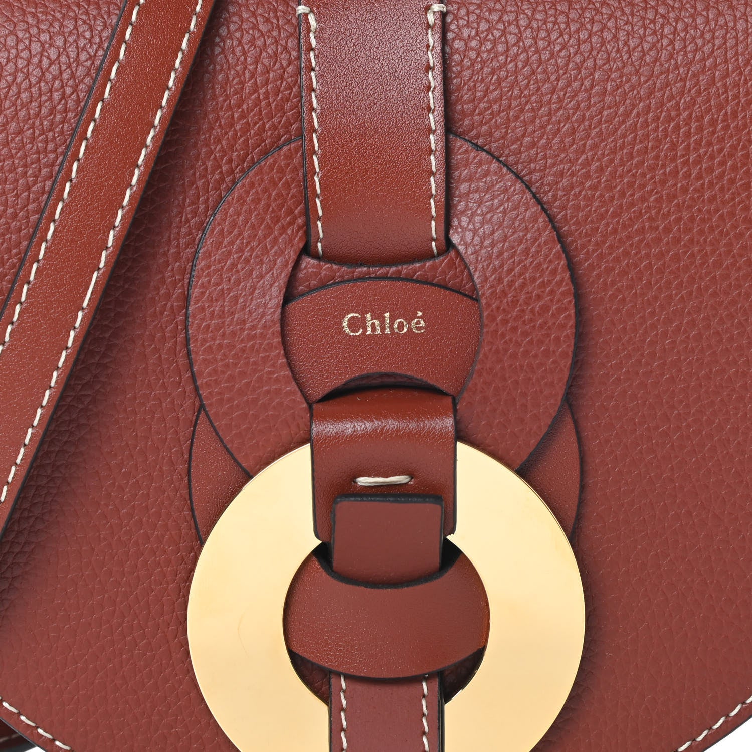 Chloe Grained Calfskin Small Darryl Saddle Crossbody Bag Sepia Brown 8 of 10