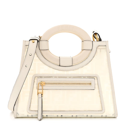 Fendi TPU FF Vitello Century Plexiglass Small Runaway Shopper Tote White 1 of 15