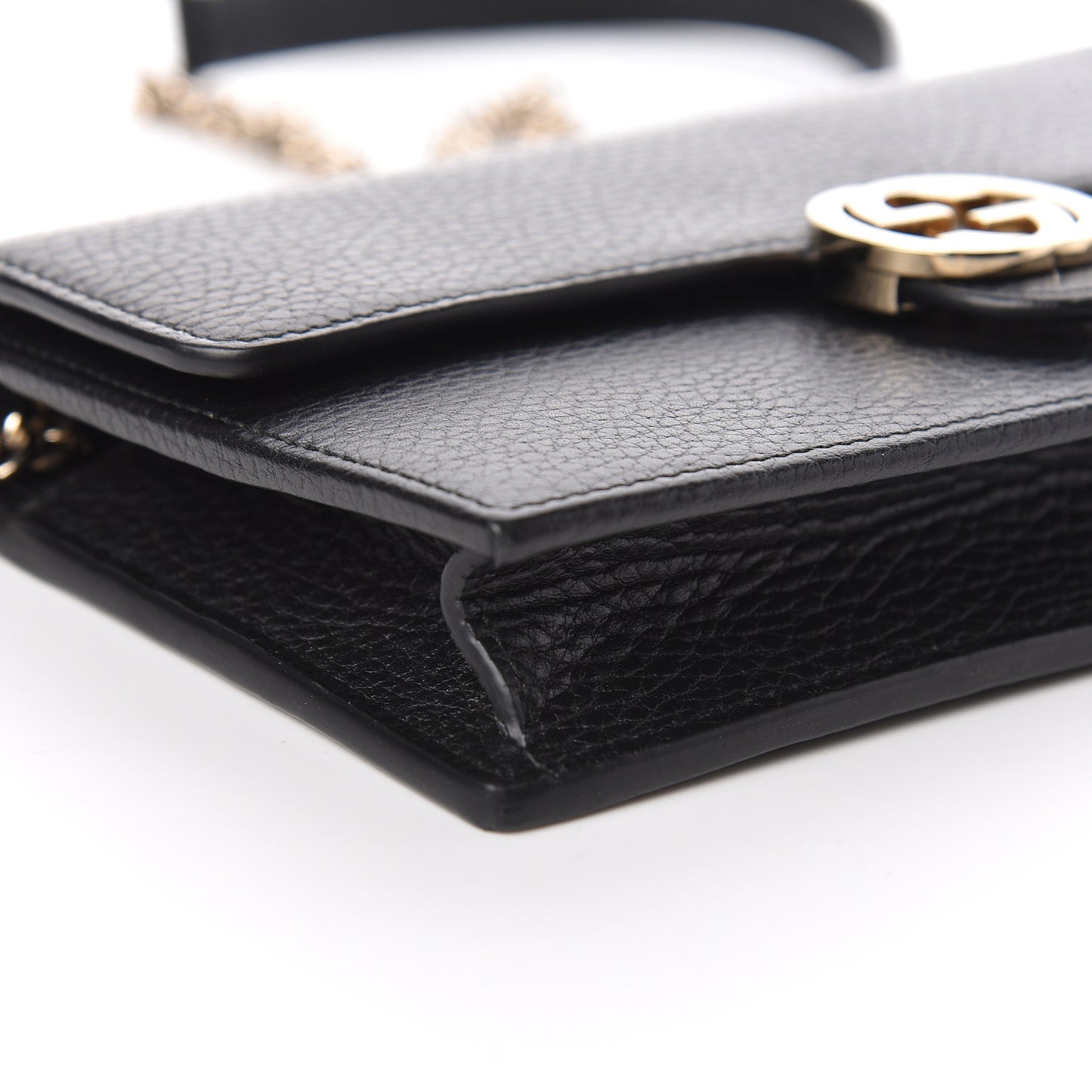 Dollar Calfskin Interlocking G Chain Wallet Black