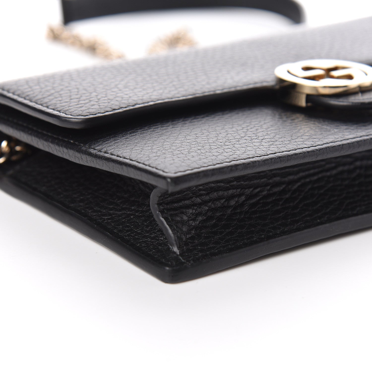Gucci Dollar Calfskin Interlocking G Chain Wallet Black 5 of 11