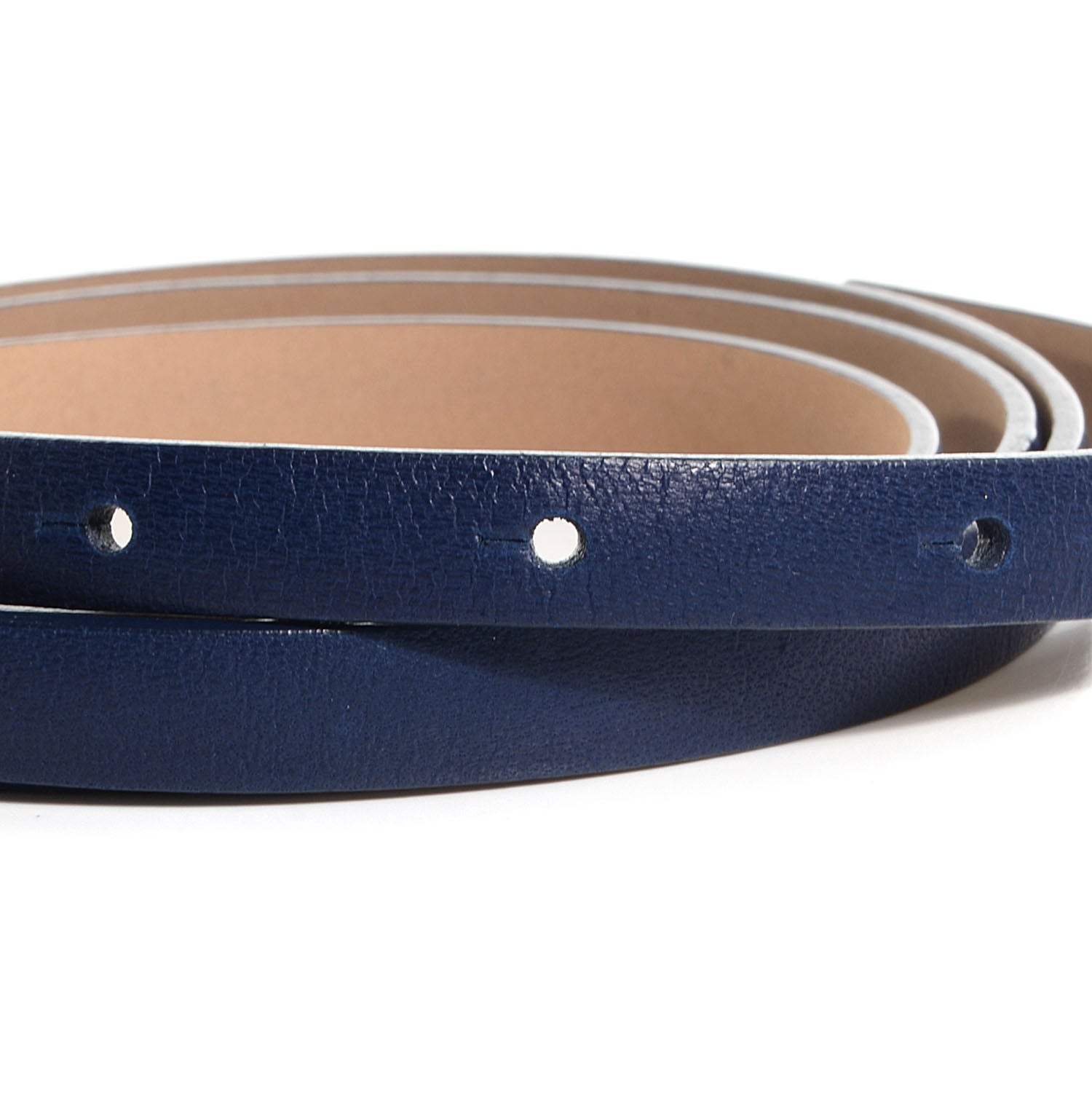 Chanel Leather CC Logo Skinny Belt 95 38 Navy Blue 3 of 7