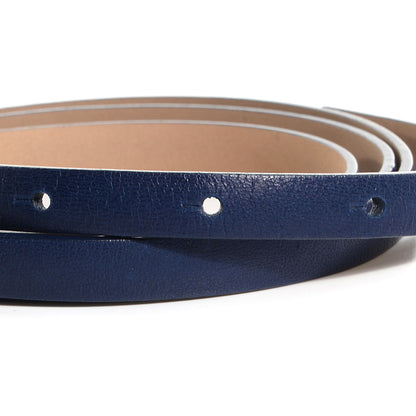 Chanel Leather CC Logo Skinny Belt 95 38 Navy Blue 3 of 7
