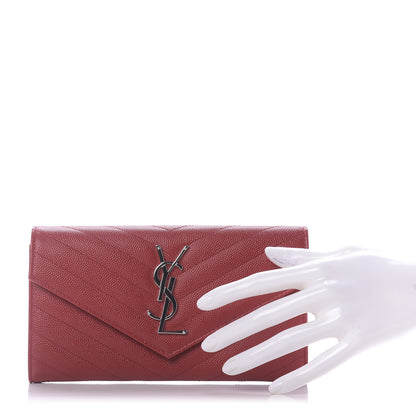 Saint Laurent Grain De Poudre Matelasse Chevron Monogram Flap Wallet Eros 2 of 11