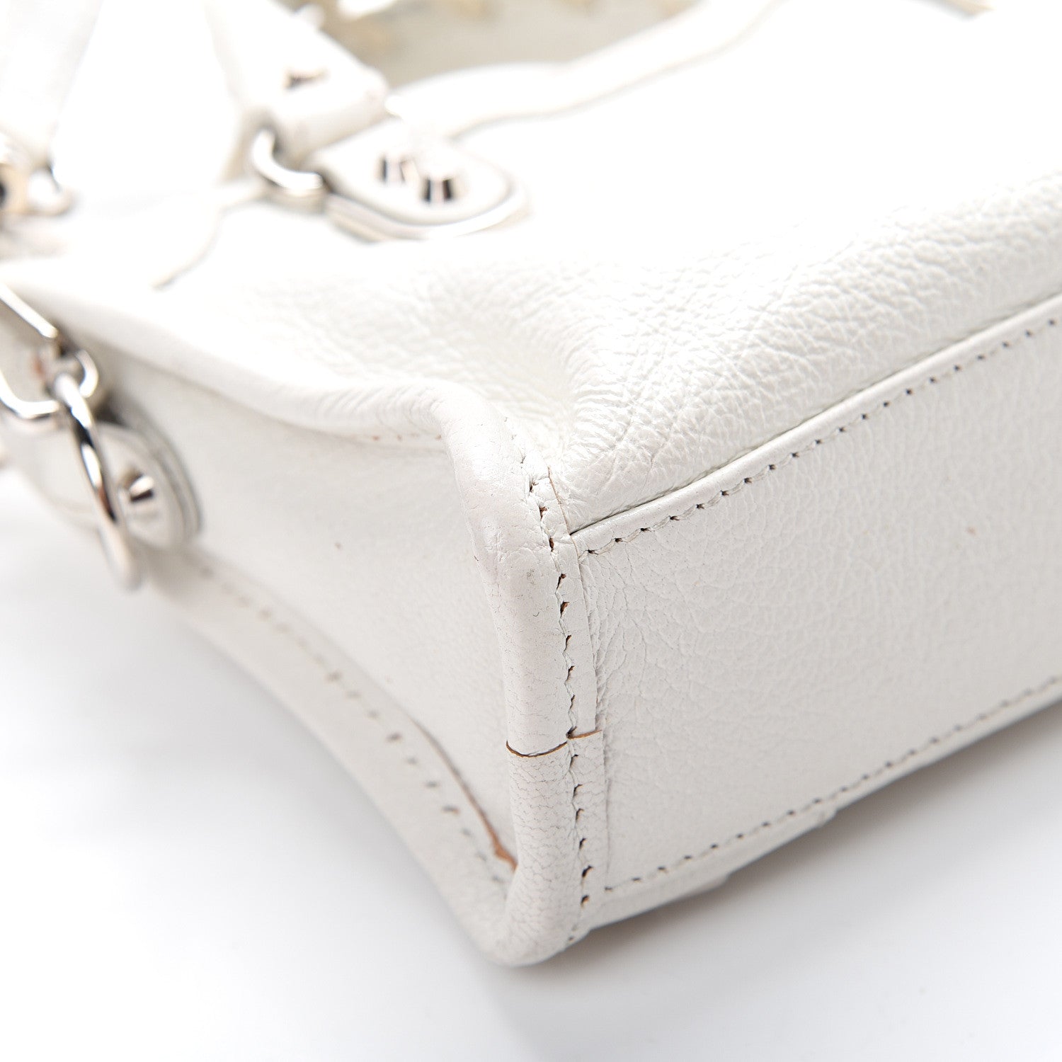 Balenciaga Chevre Silver Metallic Edge Hardware Nano City White 14 of 17
