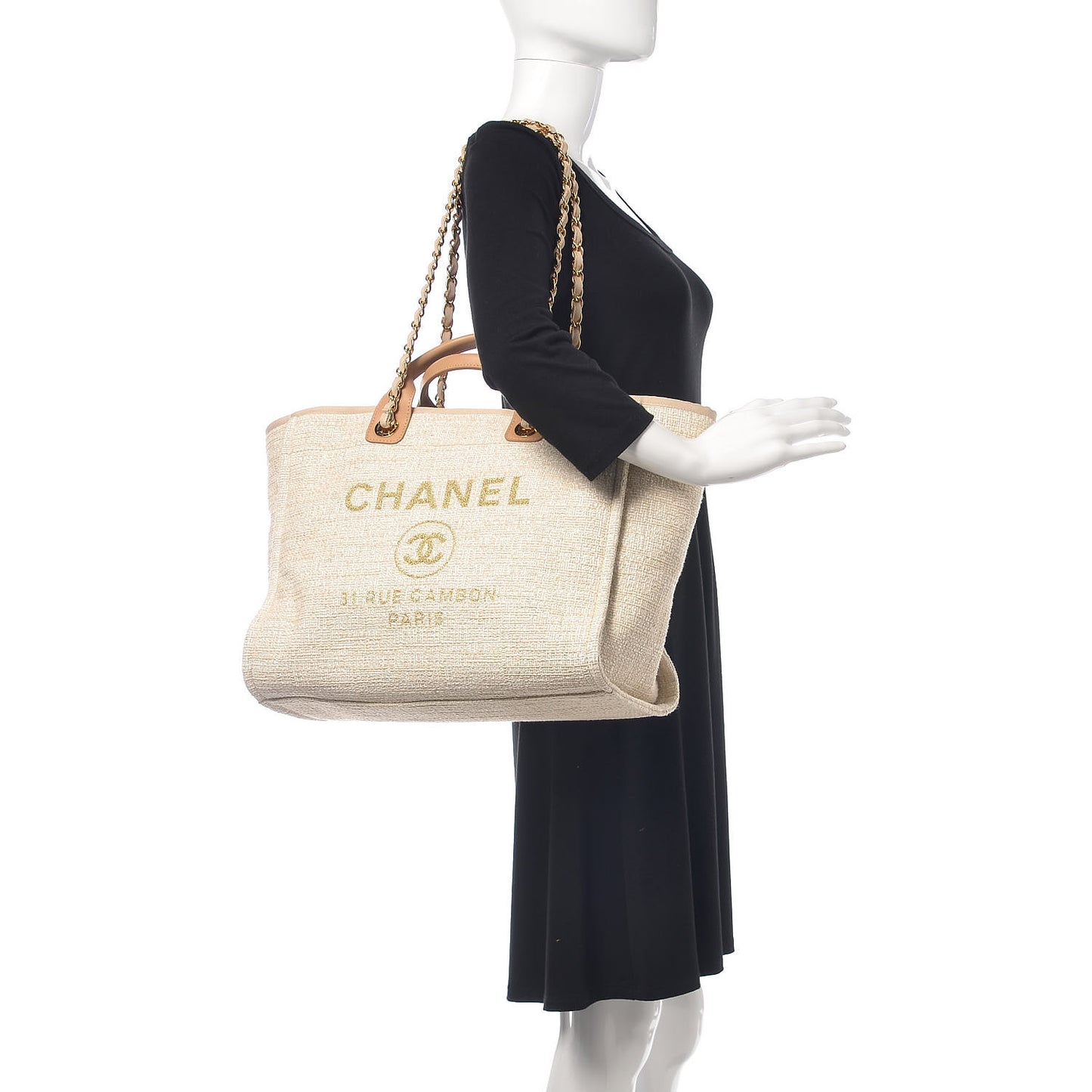 Woven Straw Raffia Large Deauville Tote Light Beige