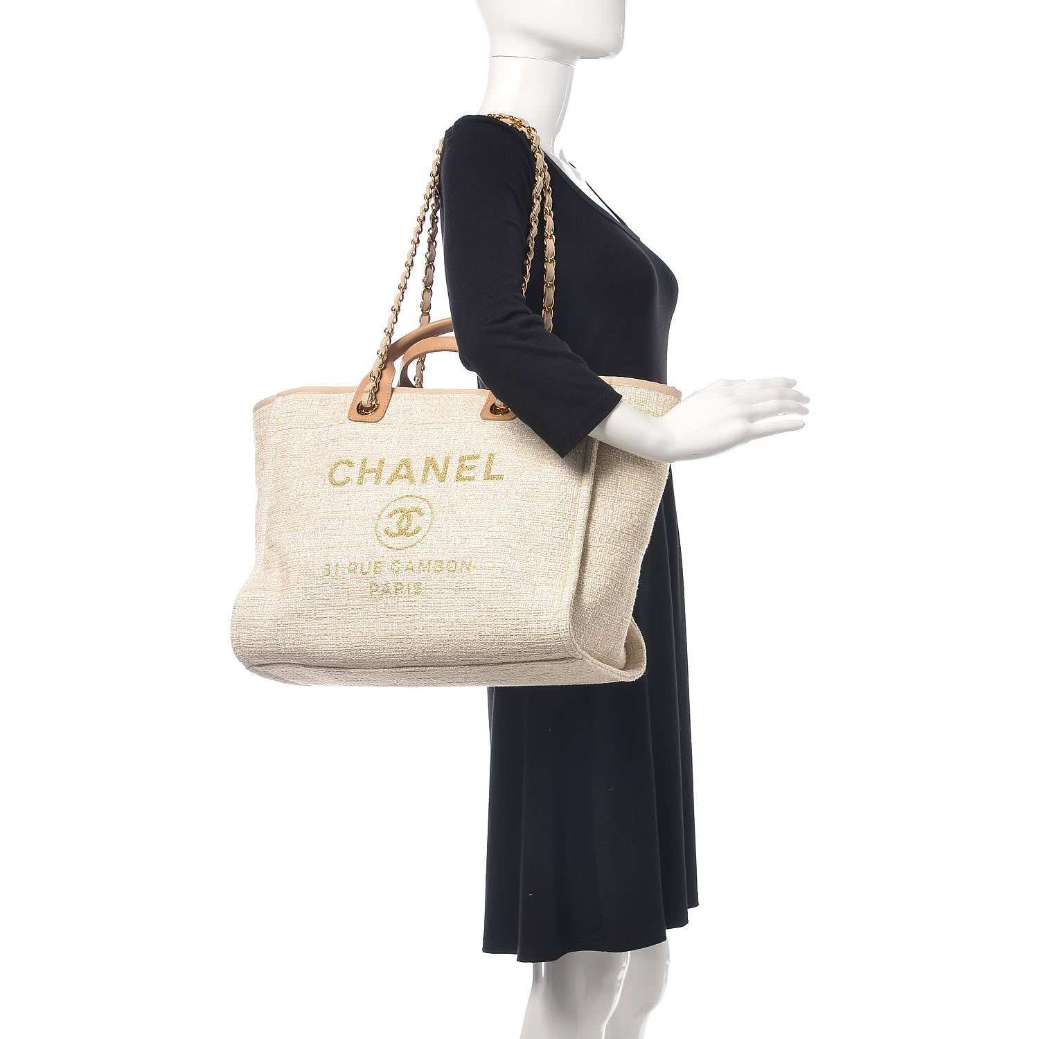 Chanel Woven Straw Raffia Large Deauville Tote Light Beige 2 of 9