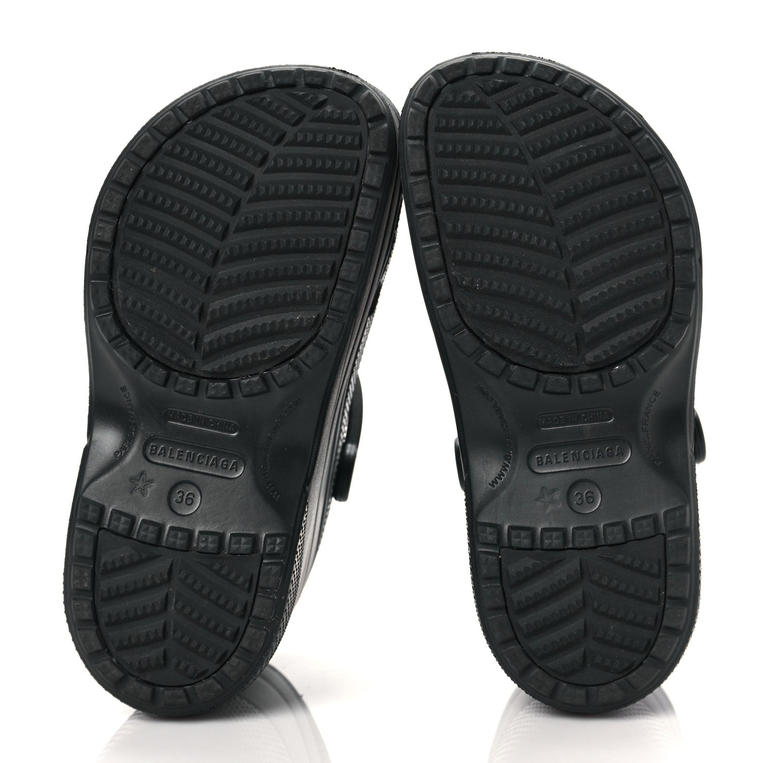 Balenciaga X CROCS Rubber Textured Spiked Womens Platform Sandals 36 Black 5 of 7