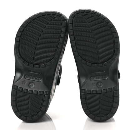 Balenciaga X CROCS Rubber Textured Spiked Womens Platform Sandals 36 Black 5 of 7