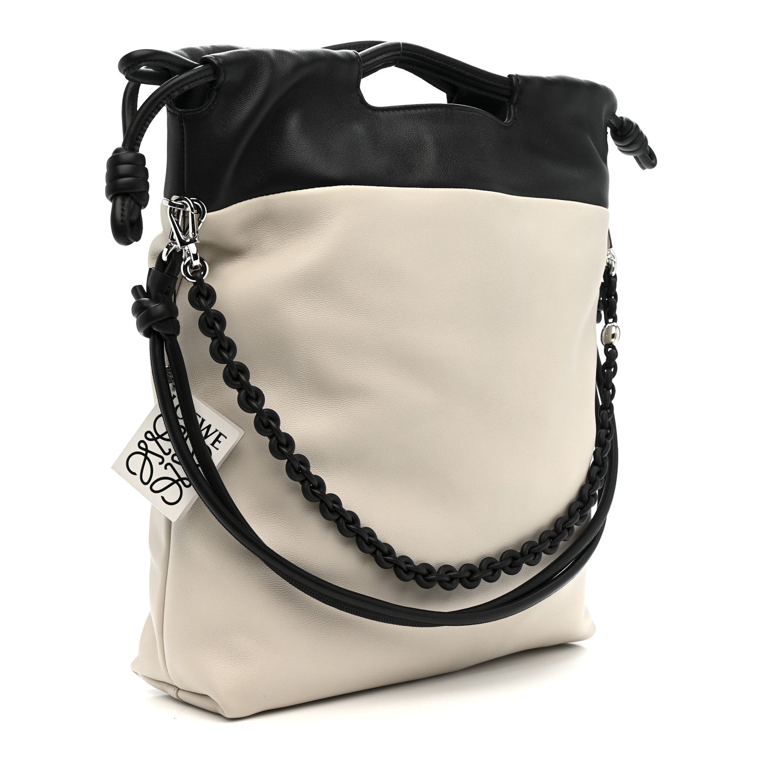 Loewe Mellow Nappa Lambskin Flamenco Tote Bag Light Ghost Black 3 of 10