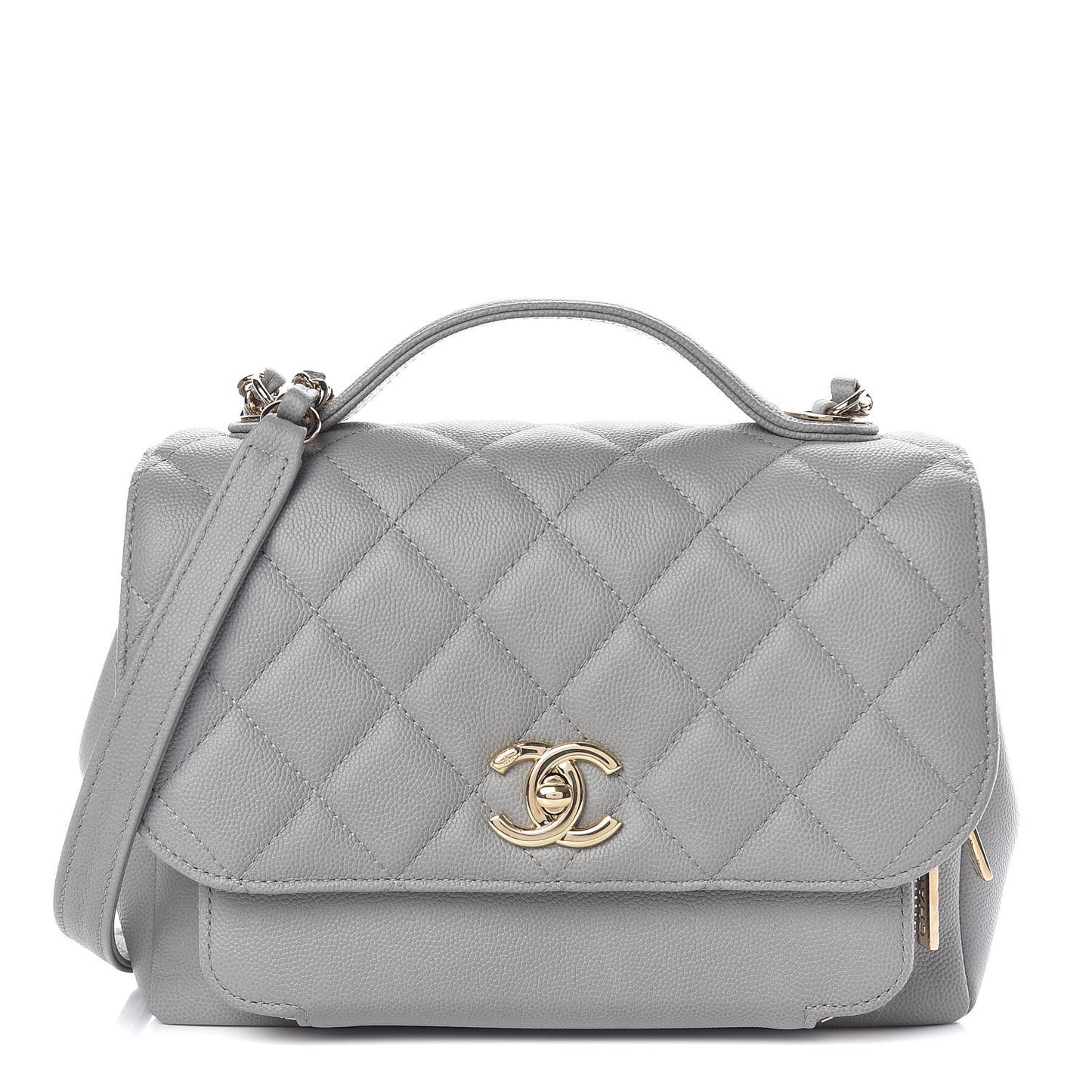 Caviar Quilted Medium Business Affinity Flap Grey