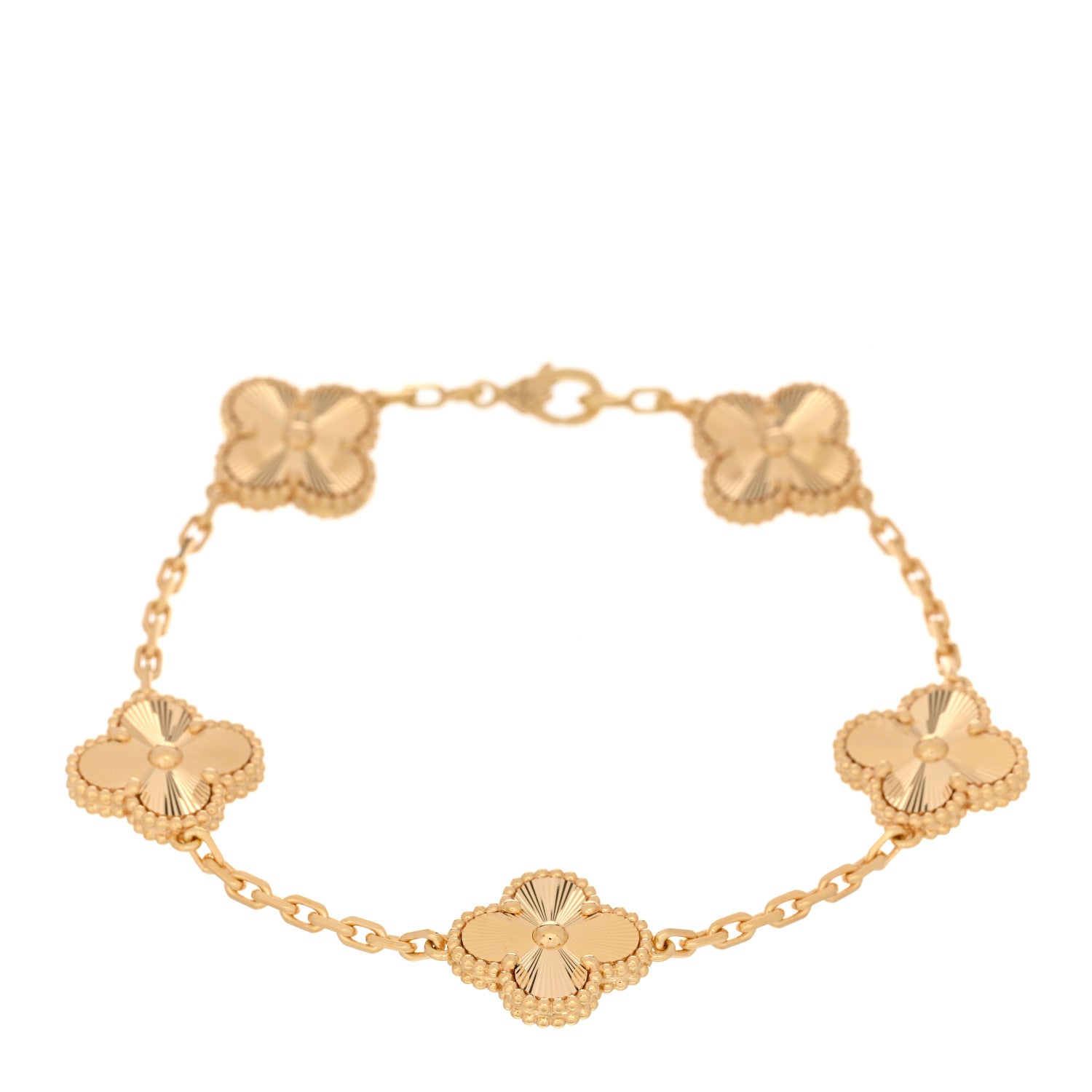 Van Cleef & Arpels 18K Yellow Gold 5 Motifs Guilloche Vintage Alhambra Bracelet 1 of 4