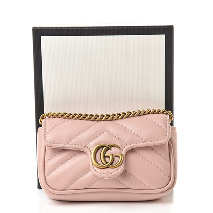 Gucci Calfskin Matelasse Heart GG Marmont 2.0 Coin Purse On A Chain Perfect Pink 8 of 8