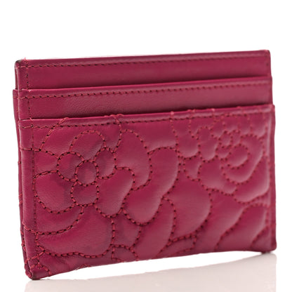 Chanel Lambskin Camellia Embossed Card Holder Fuchsia 3 of 9
