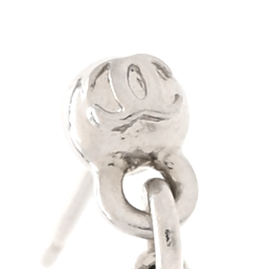 Baguette Crystal CC Drop Earrings Silver