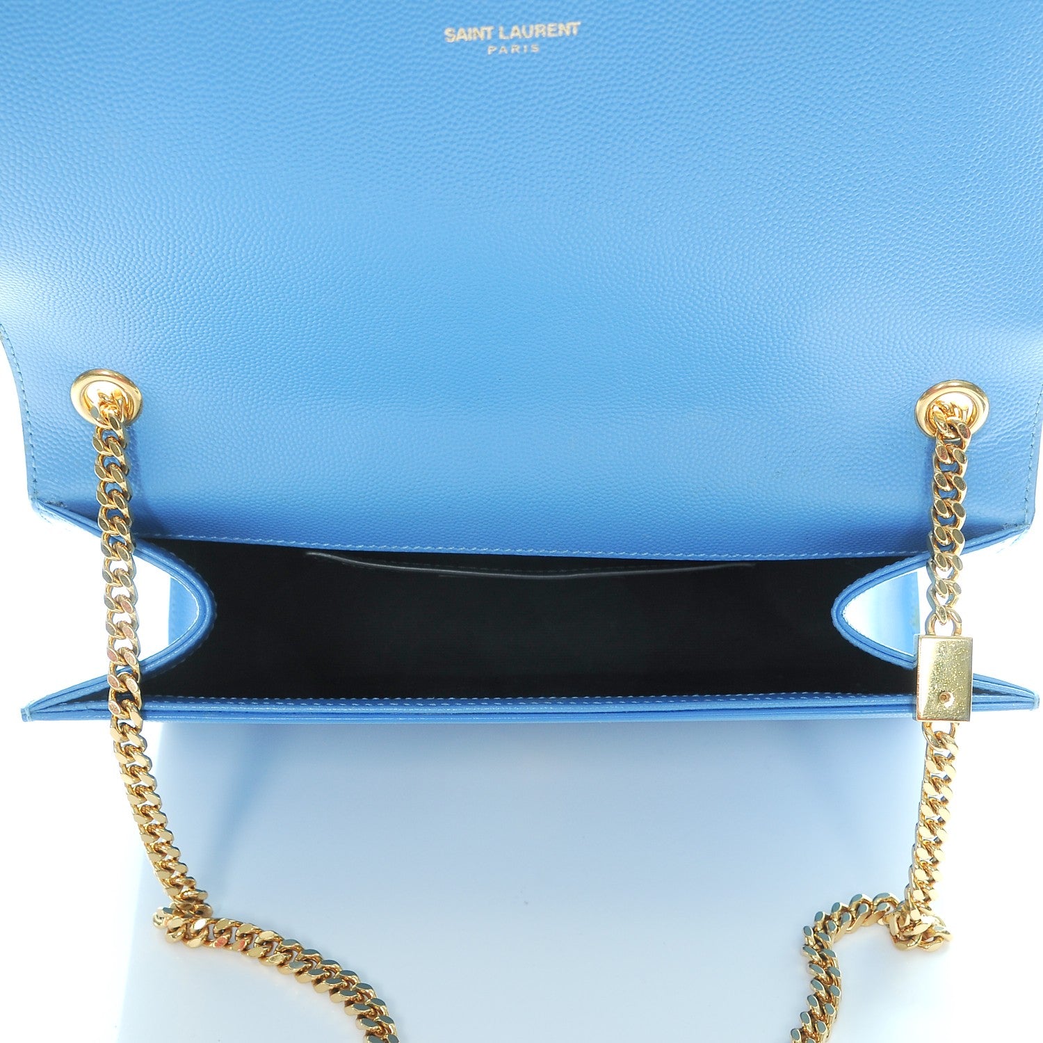 Saint Laurent Grain De Poudre Medium Classic Monogram Kate Satchel Blue Clair 6 of 9