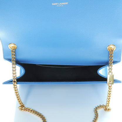 Saint Laurent Grain De Poudre Medium Classic Monogram Kate Satchel Blue Clair 6 of 9