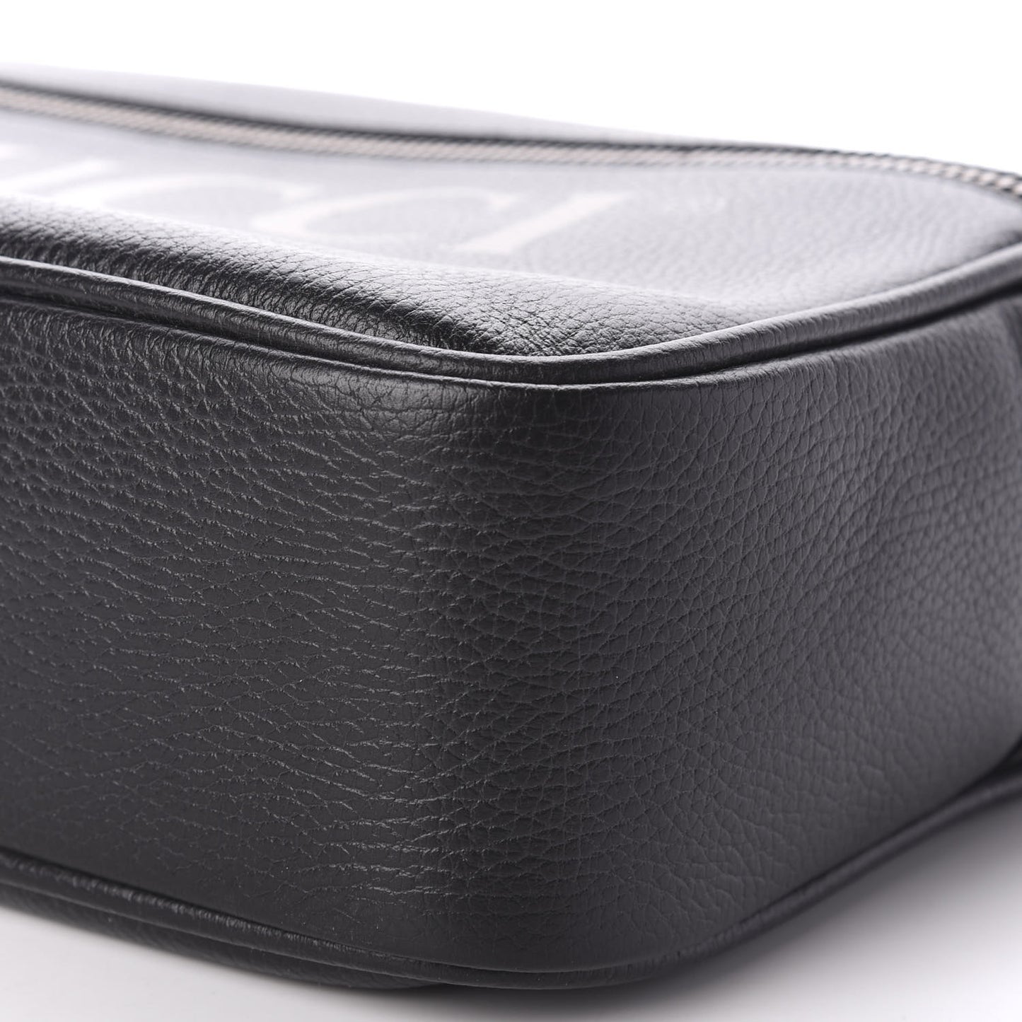 Pebbled Calfskin Logo Messenger Bag Black