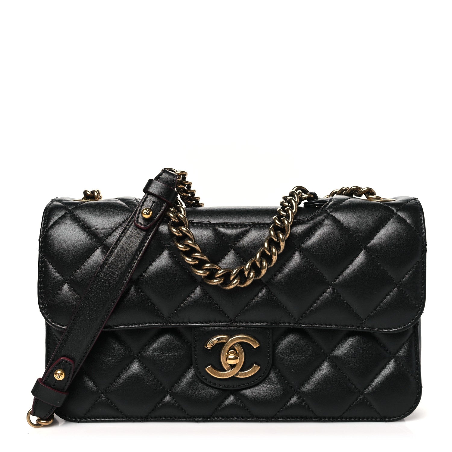 Chanel Glazed Calfskin Quilted Medium Perfect Edge Flap Black 1 of 11