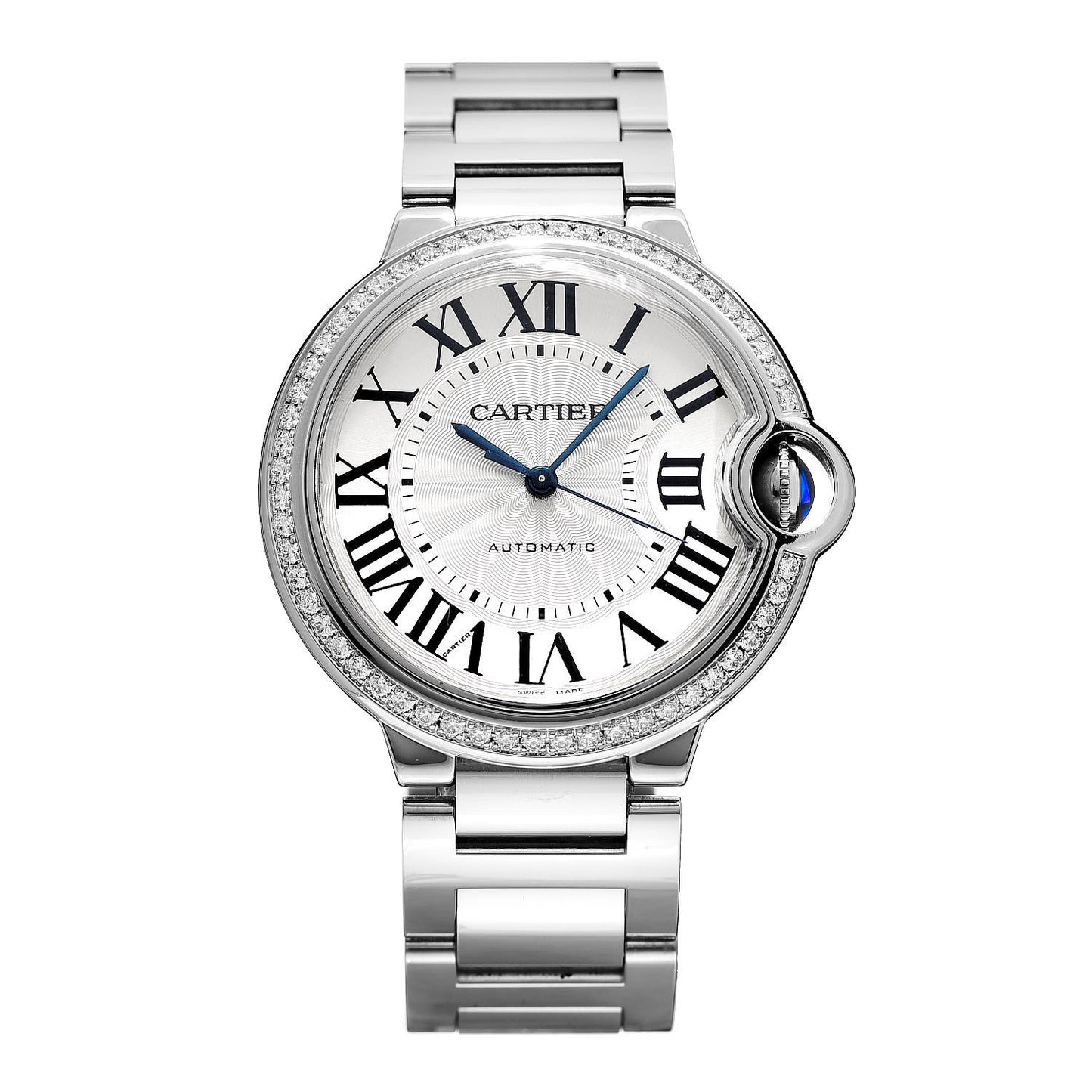Stainless Steel Diamond Bezel 36mm Ballon Bleu De Cartier Automatic Watch