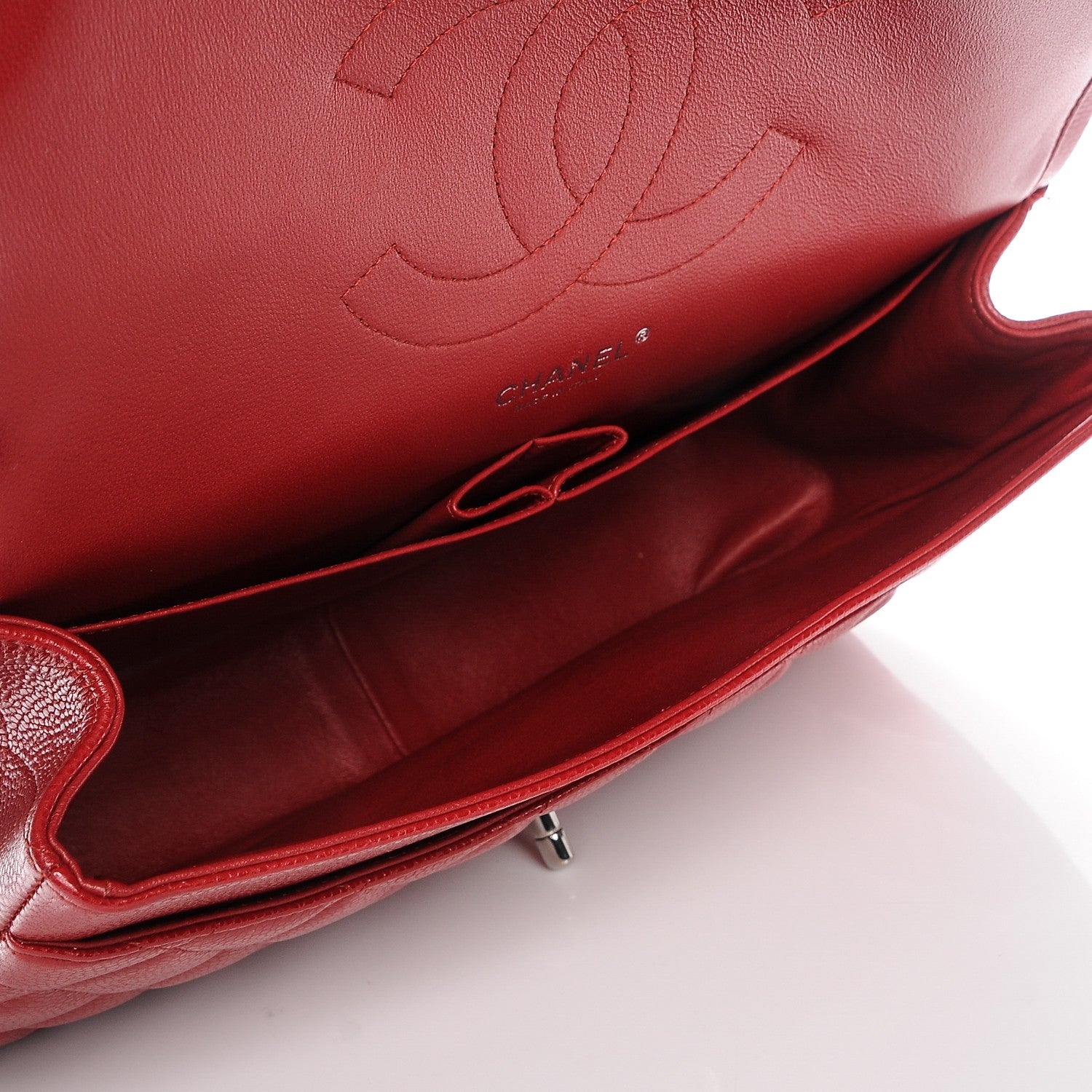 Chanel Caviar Quilted Jumbo Double Flap Red 5 of 9
