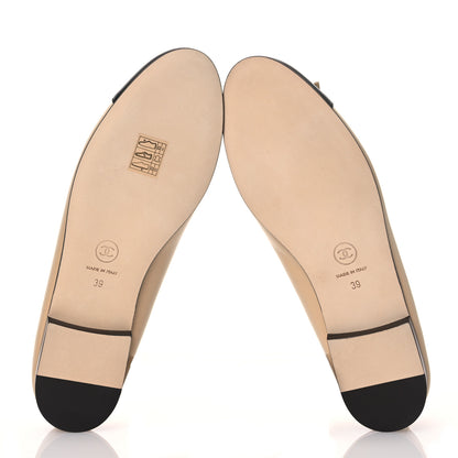 Chanel Lambskin Cap Toe CC Ballerina Flats 39 Beige Black 6 of 11
